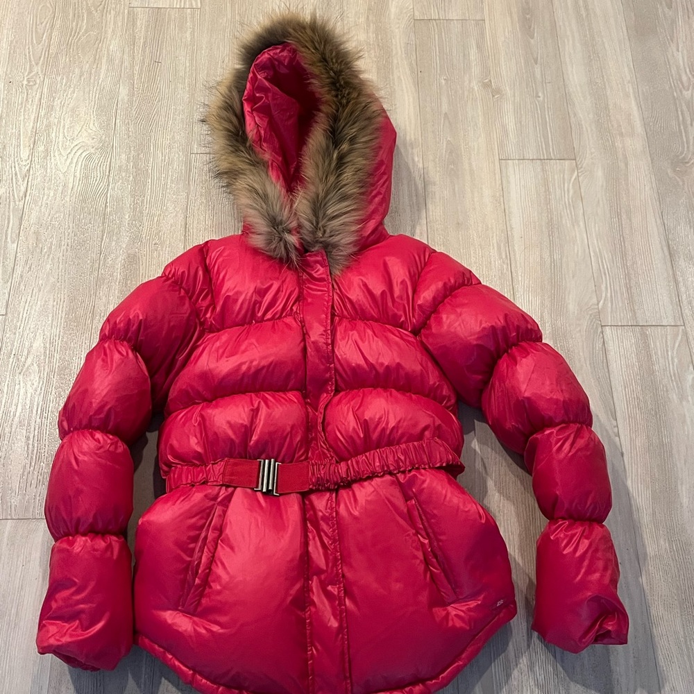 Lili Gaufrette puffy hot pink coat with hood never worn